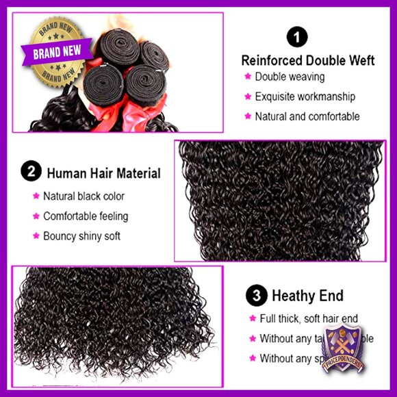 Brazilian Human Hair Extensions Water Wave Bundles with 4x4 Lace Closure main image 6